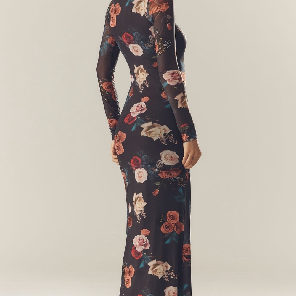 AFRM Didi Long Sleeve Mesh Maxi Dress in Chocolate Rose in size large. - Picture 3 of 5